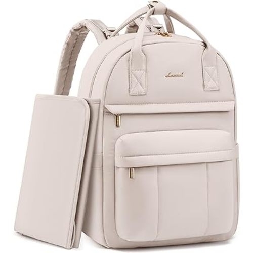 LOVEVOOK Puffer Diaper Bag Backpack, Lightweight Baby Bag with Changing Pad, Large Diaper Backpack for Mom Dad with Stroller Buckles, Nude