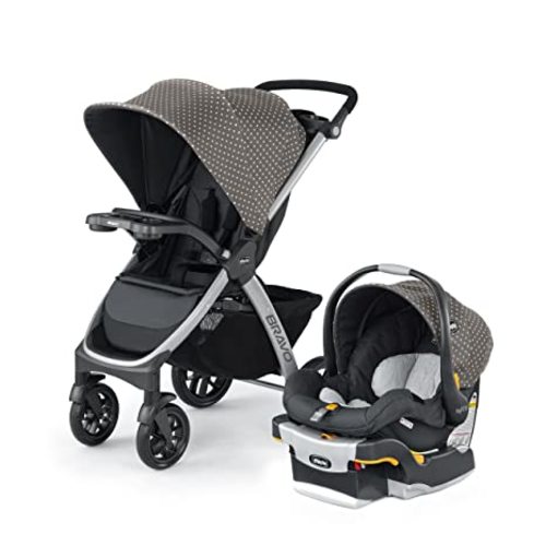 Chicco Bravo 3-in-1 Trio Travel System, Bravo Quick-Fold Stroller with KeyFit 30 Infant Car Seat and Base, Camden/Black