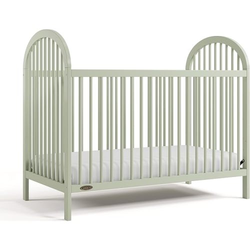 Graco Olivia 3-in-1 Convertible Crib – GREENGUARD Gold Certified, 100% Solid Wood, Fits Standard Baby Crib Mattress, Converts to Toddler Bed and Daybed, 4 Adjustable Mattress Heights (Sage)