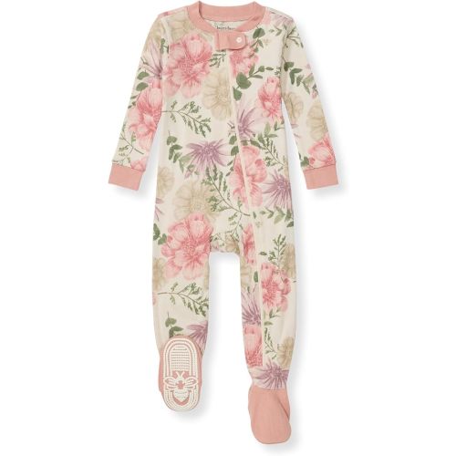 Burt's Bees Baby Girls' Pajamas, Zip Front Non-slip Footed Pjs, 100% Organic Cotton and Toddler Sleepers