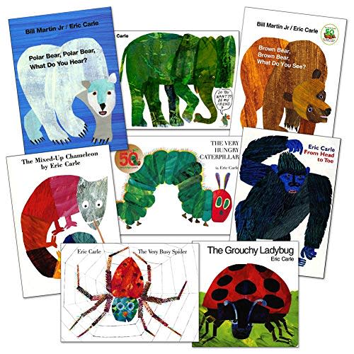 Kaplan Early Learning Eric Carle Board Book Collection - Set of 8 Classic Stories for Interactive and Classroom Reading