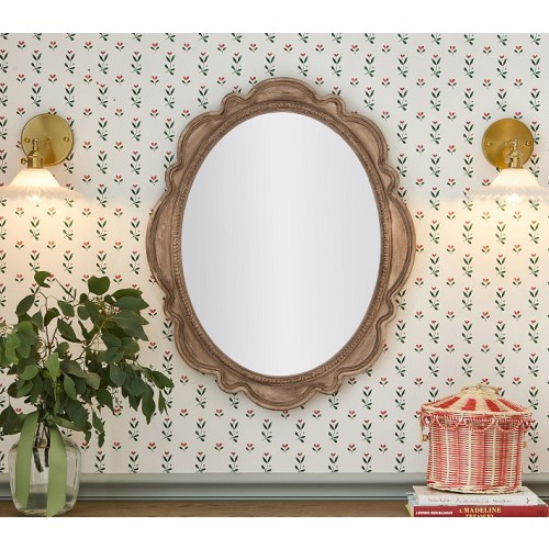 Oval Scallop Wood Mirror (30" x 24")