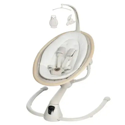 Maxi-Cosi Cassia Baby Swing, infant swing, automatic motion sensor, music, toys, recline, portable, 360 degree rotation, lightweight & foldable, Horizon Sand