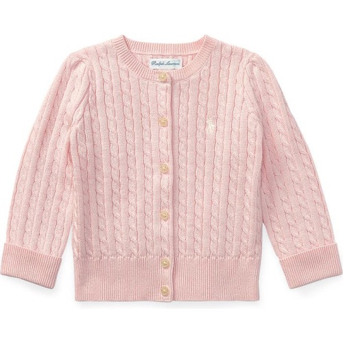 Baby Cotton Mini Cable Cardigan, 6M, Hint Of Pink