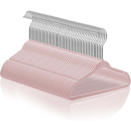 50 Velvet Baby Hangers - 11" Size for Infant & Toddler Clothes - Light Pink