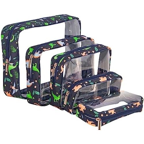 TSA Approved 5-Piece Diaper Bag Organizer Pouch Set Clear Waterproof TPU Kids Toiletry Storage Set Travel Packing Clutch Cube Bags for Baby Nursing