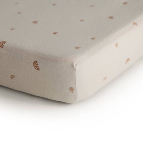 Mushie Extra Soft Muslin Crib Fitted Sheet - Rainbow