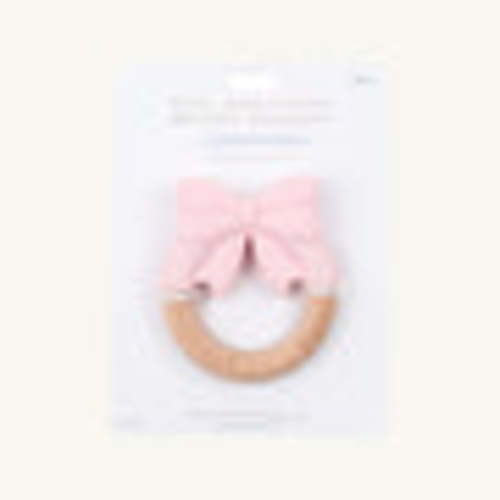 GooseWaddle x T.B.B.C. Bow Wooden & Silicone Teether - Palm Beach Pink