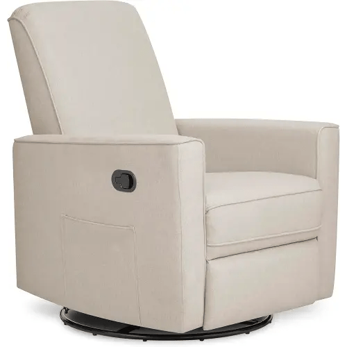 Evolur Raleigh Glider in Light Sand, Upholstered Plush Seating 360° Swivel Glider Rocking Chair, FSC Certified, Greenguard Gold & JPMA Certified Nursery Glider Recliner