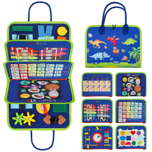 Blibly Busy Board Montessori Toys for 1 2 3 4 Year Old 7 in 1 Sensory Board for Toddlers Preschool Learning Activities