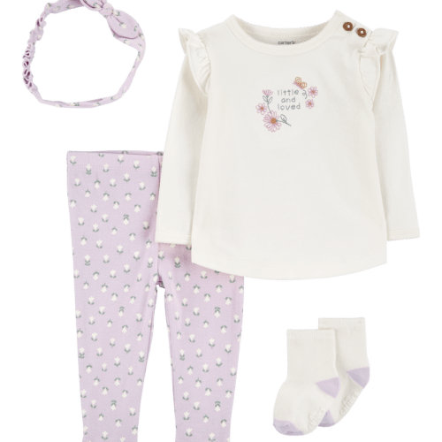 Purple/White Baby 4-Piece Floral Outfit Set | Carter’s Oshkosh Canada