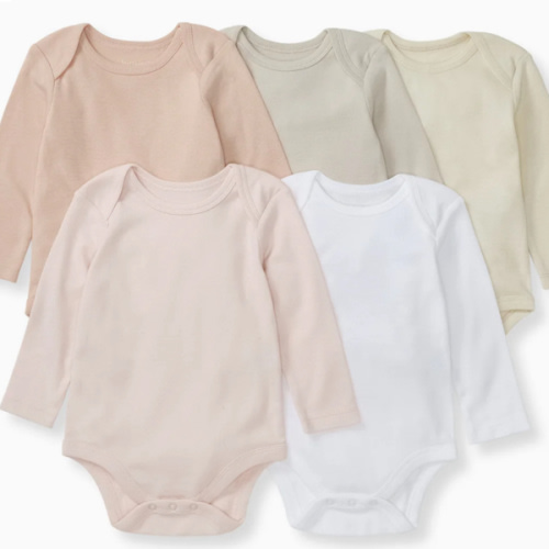 Newborn Long Sleeve Baby Bodysuits 5 Pack - Pink Sand