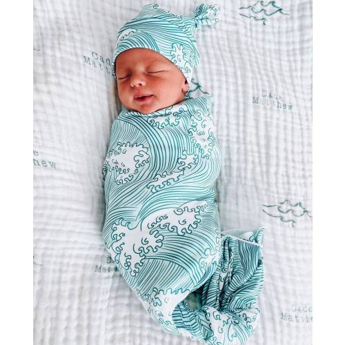 Waves Swaddle Blanket,  Ocean Surf Baby Swaddle, Nautical Swaddle Wrap