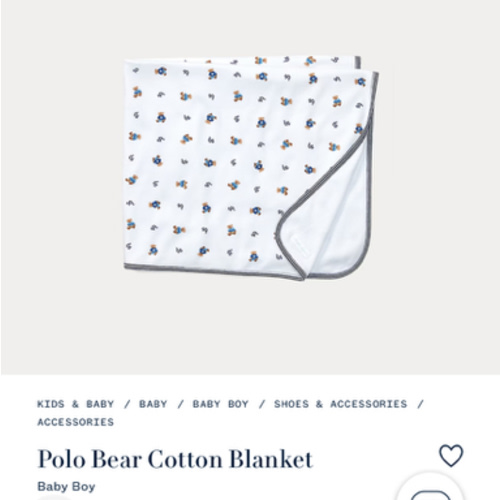 Ralph Lauren Polo Bear Cotton Blanket