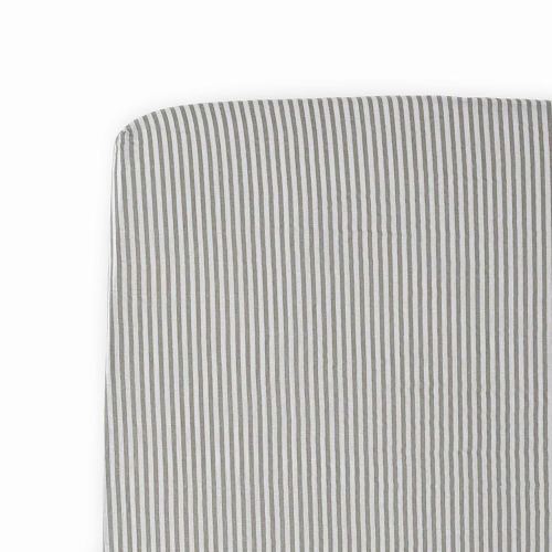 Little Unicorn Premium Crib Sheet | Breathable & Super-Soft Muslin Fabric (Grey Stripe)