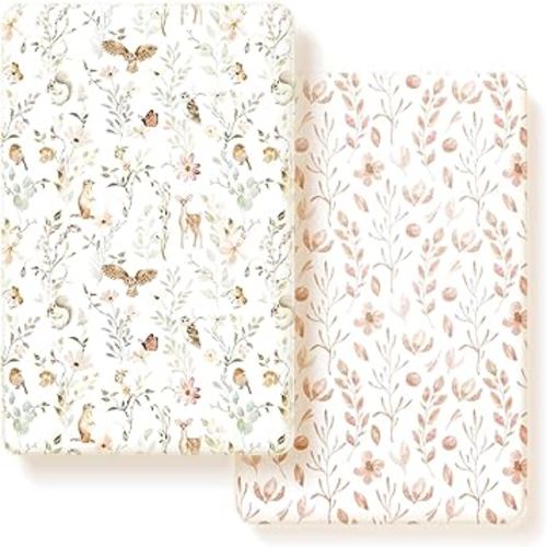 Pack n Play Sheets FItted 2 Pack, Stretchy Ultra Soft Jersey Knit Pack and Play Sheets