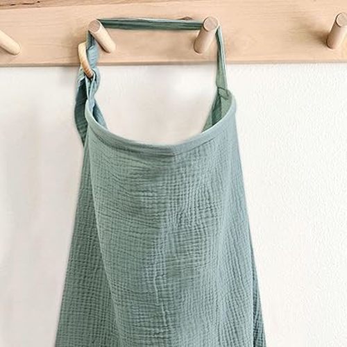 Nursing Covers for Breastfeeding, Breathable Muslin Cotton Breastfeeding Cover with Rigid Hoop, Multi-Use Privacy Covers, Green