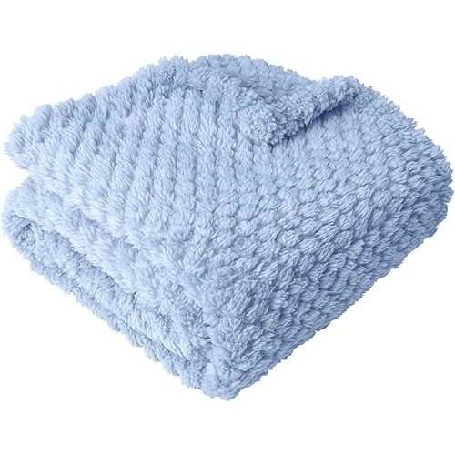 Ultra Soft Cozy Fleece Baby Blanket for Boys Girls Fluffy Breathable Receiving Blanket for Newborns, Perfect for Nursery, Stroller, Swaddling & Toddler Security (Light Blue, 30” X 40”)