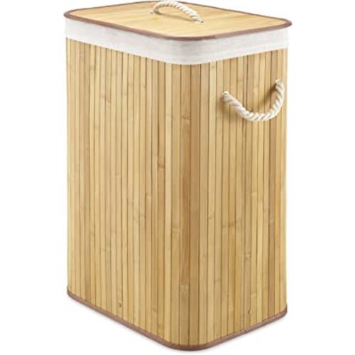 Whitmor Laundry Hamper with Rope Handles Bamboo, 12.25x16.25x23.375, Natural Stain