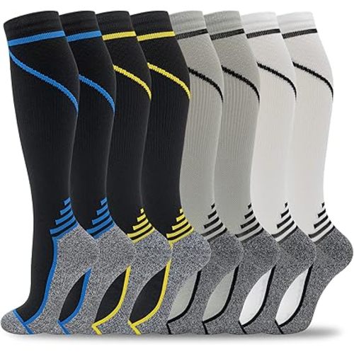 fenglaoda 8 Pairs Compression Socks for Men & Women 20-30 mmHg Knee High Nurse Pregnant Running Medical and Travel Athletic