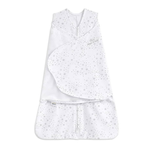 HALO 100% Cotton Sleepsack Swaddle, 3-Way Adjustable Wearable Blanket, TOG 1.5, Midnight Moons Grey, Newborn, 0-3 Months