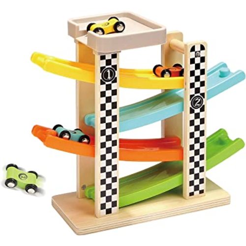 Amazon.com: Toddler Toys for 1 2 Year Old Boy and Girl Gifts Wooden Race Track Car Ramp Racer with 4 Mini Car : Toys & Games