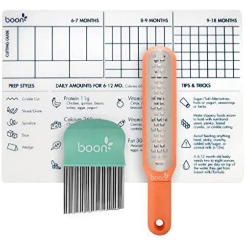 Boon DIVVY Solid Baby Food Starter Kit, Includes Crinkle Cutter, Grater & Silicone Mat, 3pc Set