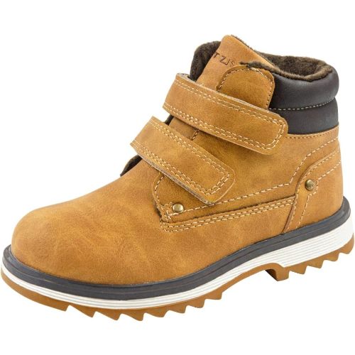 TZJS Kids' Hiking Work Boots for Boys Girls, Waterproof Outdoor Ankle Boots with Hook and Loop