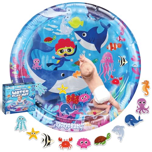 KooKooBaby Water Tummy Time Mat - Xtra Large Sensory Baby Water Mat for Tummy Time & Motor Development - Leak-Proof, Durable Play Mat for Babies 3 Months+ - Infant Water Play Mat for Baby Boys & Girls