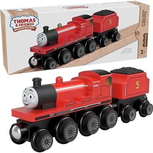 Thomas & Friends Wooden Railway Toy Train James Push-Along Wood Engine & Coal Car for Toddlers & Preschool Kids Ages 2+ Years (Amazon Exclusive)