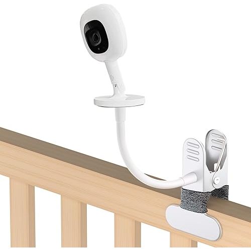 Portable Baby Monitor Mount Compatible with Nanit Smart Pro Baby Monitor & Flex Stand,8inches Flexible Arm with Adjustable Clip Secure Crib,Baby Camera Mount Without Tool or Wall Damage