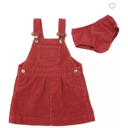 Girls' Robin Red Chunky Cord Overall Dress - Baby, Little Kid, Big Kid