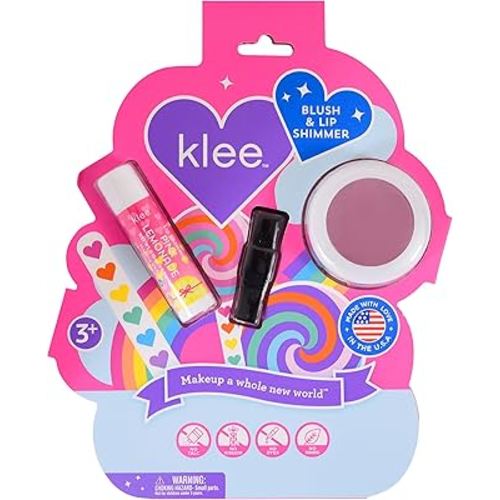 Klee Naturals Mineral Blush and Lip Shimmer Makeup Kit. Gentle and Non-Toxic. Kid-Friendly. Made in USA. (Rainbow Glitz)