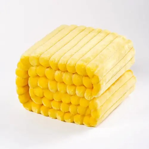 NTBAY Flannel Fuzzy Toddler Blanket, Fluffy Warm and Lightweight Reversible Stripes Design Baby Plush Blanket, 30 x 40 Inches, Yellow