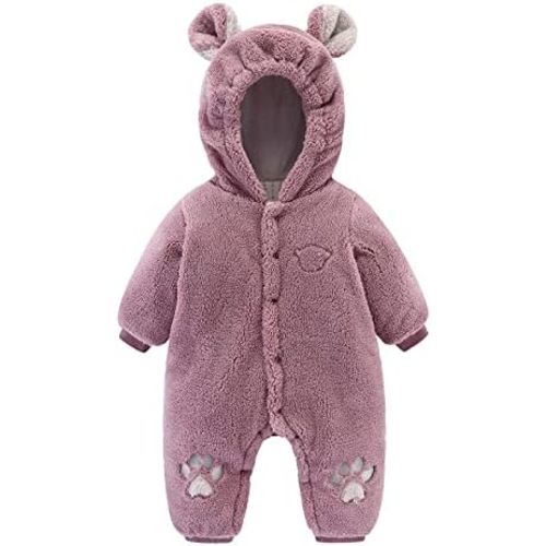 Baby Newborn Snowsuit Fleece Winter One-Piece Suit Cartoon Bear Warm Hooded Jumpsuit Outwear Outfits for Girls Boys