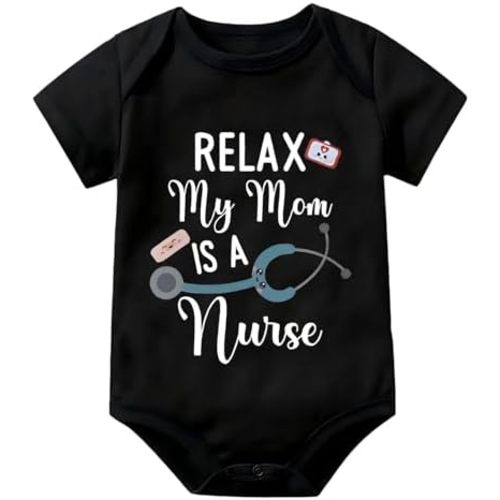 Relax My Mom Is A Nurse Infant Rompers Short Sleeve Boys Newborn Clothes White Baby Boy Bodysuit