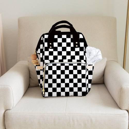 Black Checkered Backpack Custom Diaper Bag Monogram Blanket Pillow Mother's Day Birthday First Initial Blanket Gift Welcome Baby Shower Gift