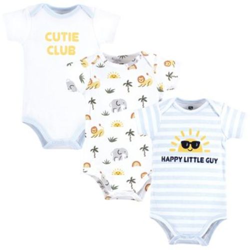 Hudson Baby Infant Boy Cotton Bodysuits, Happy Little Guy, 0-3 Months