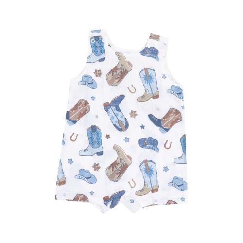 Cowboy Boots Sleeveless Shortie Romper