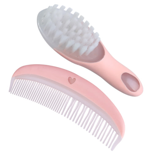 Frcolor 1 Set Baby Brush and Comb Newborn Infant Massage Hair Brush Comb Kit (Pink)