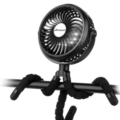 Amazon.com: AMACOOL Battery Operated Stroller Fan Flexible Tripod Clip On Fan with 3 Speeds and Rotatable Handheld Personal Fan for Car Seat Crib Bike Treadmill (Black) : Baby