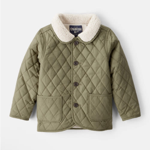 Toddler Boy Quilted Long-Sleeve Fashion Jacket - Olive