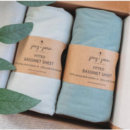 Bassinet Sheets 20x30 Inch for Graco Travel Lite Crib, Sense2Snooze, My View 4 in 1, Dream Suite and Guava Bassinet – 100% Jersey Cotton Fitted Sheets – Cream + Brown – 2 Pack