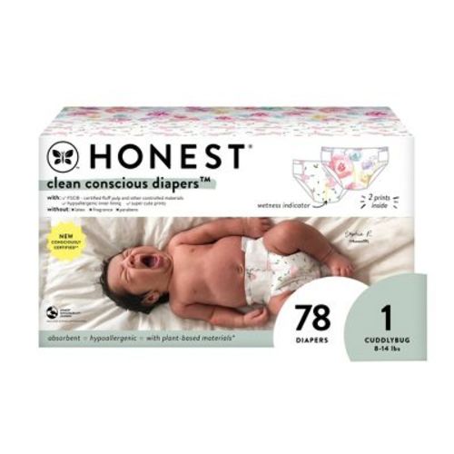 The Honest Company Clean Conscious Disposable Diapers Pandas & Above It All - Size Newborn - 72ct