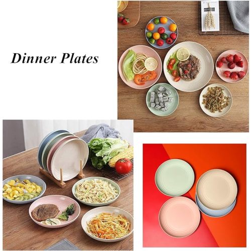Wheat Straw Plates Lightweight Unbreakable Dinner Dishes Plates Set Dishwasher & Microwave Safe (Large 8 Pack 8')