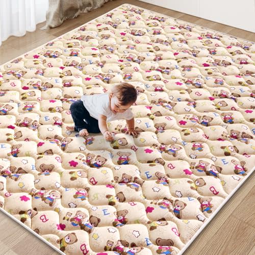Vibe bear Baby Play Mat 71" X 59", Premium Thicker Foam One-Piece Crawling Mat, Extra Large Anti- Slip Crawling Mat Activity Playmats for Babies,Toddlers, Infants, Play & Tummy Time