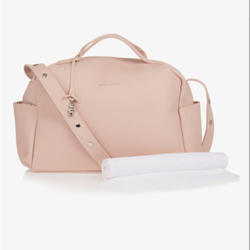 Pasito a Pasito - Pale Pink Faux Leather Baby Changing Bag (41cm) | Childrensalon