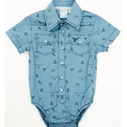 Cowboy Hardware Infant Boys' Branding Iron Short Sleeve Snap Onesie | Sheplers