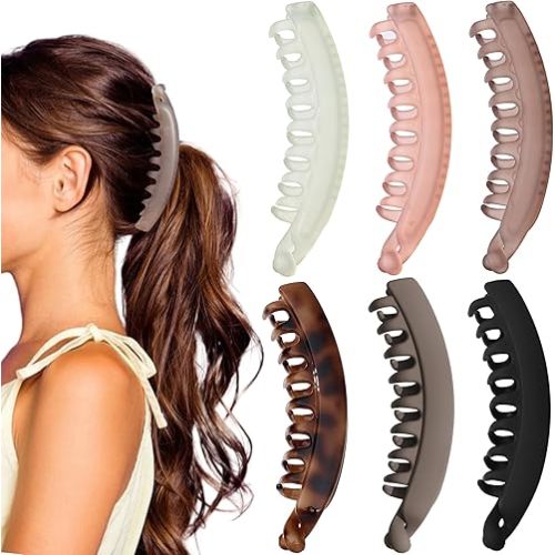 6 Pack 5.1 Inch Banana Clip for Women,Large Banana Hair Clips for Thin Fine Thick Hair,Strong Banana Claw Clips for Hair