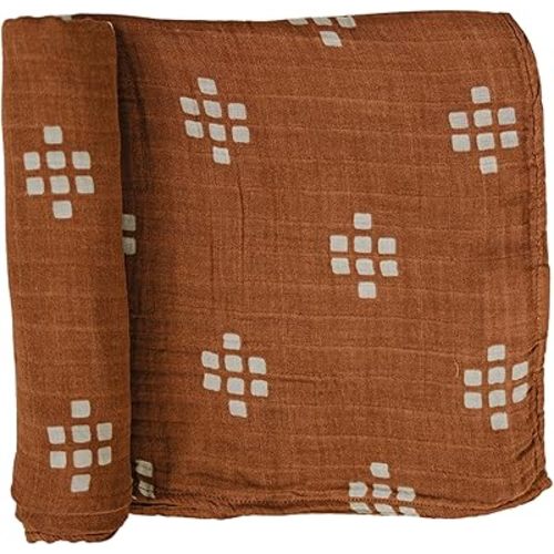 Mebie Baby Chestnut Textiles Muslin Swaddle, Modern and Neutral Swaddle Blanket for Baby Girl or Boy, Soft Baby Blankets, Newborn Swaddle Blanket, 0-3 Month, Comfy Wrap, Baby Essentials & Gifts